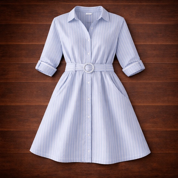 Zara Dresses & Skirts - Zara Light Blue Striped Long Sleeve Dress